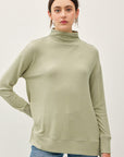 Be Cool Side Slit Mock Neck Long Sleeve Tunic Top