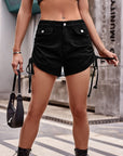 Drawstring Denim Shorts with Pockets