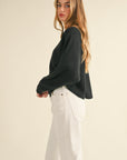 Mable Round Neck Dolman Sleeve Cropped Sweater