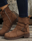 Suede Side Zip Round Toe Boots