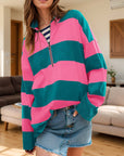 Color Block Half Zip Long Sleeve Sweater