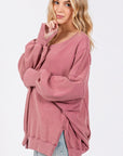 Lavender SAGE + FIG Mineral Wash Side Slit Oversized Sweatshirt