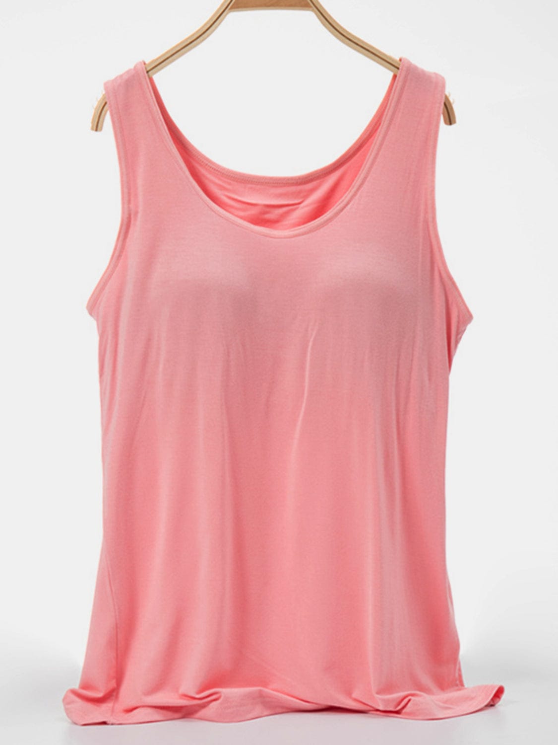 Pink Scoop Neck Wide Strap Tank