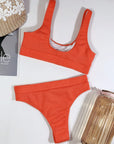 Light Gray Scoop Neck Wide Strap Two-Piece Swim Set Sentient Beauty Fashions Apparel & Accessories