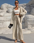 Honey Button Up Long Sleeve Top and Pants Set