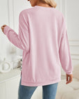 Lovelet Slit Round Neck Long Sleeve Sweatshirt