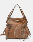 Nicole Lee USA Side Braided Tassel Inlaid Rhinestone Embroidery Hobo Bag