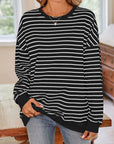 Lovelet Striped Round Neck Long Sleeve Sweatshirt