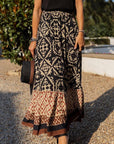 Geometric Elastic Waist Maxi Skirt