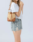 Light Gray Straw Braided Adjustable Strap Bucket Bag Sentient Beauty Fashions Apparel & Accessories
