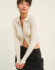 HYFVE Ribbed Double Zip Cropped Cardigan