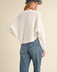 Mable Round Neck Dolman Sleeve Cropped Sweater