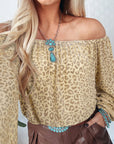 Leopard Off-Shoulder Long Sleeve Blouse