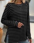 Mandy Striped Round Neck Long Sleeve T-Shirt