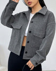 Button Up Dropped Shoulder Long Sleeve Outerwear