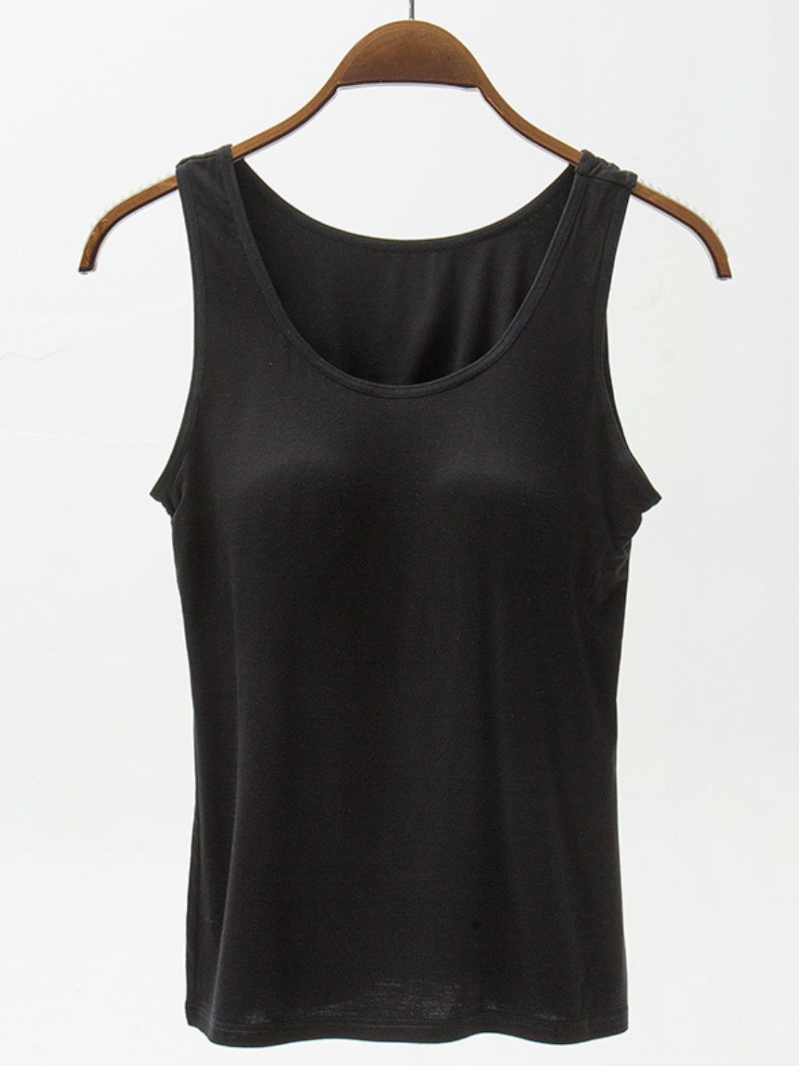Black Full Size Wide Strap Modal Tank with Bra Sentient Beauty Fashions Apparel &amp; Accessories