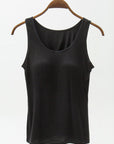 Black Full Size Wide Strap Modal Tank with Bra Sentient Beauty Fashions Apparel & Accessories