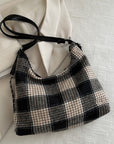 Plaid Adjustable Strap Handbag