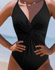 Twisted Crisscross V-Neck One-Piece Swimwear