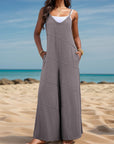 Light Slate Gray V-Neck Spaghetti Strap Wide Leg Jumpsuit