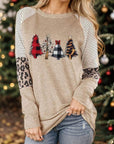 Christmas Tree Graphic Striped Long Sleeve Sweatshirt