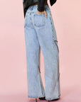 Studded Star Straight Jeans with Pockets