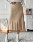 Perfee Pleated Midi Sweater Skirt