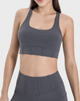 Dark Slate Gray Square Neck Wide Strap Active Tank