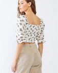 PAPERMOON Floral Ruffled Smocked Crop Top