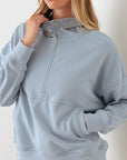 Dark Gray Le Lis Half Zip Drawstring Mock Neck Hoodie