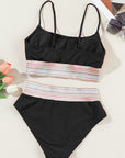 Dark Slate Gray Scoop Neck Spaghetti Strap Two-Piece Swim Set