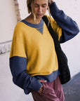 Color Block Round Neck Long Sleeve Sweatshirt