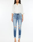 White Smoke Kancan High Rise Frayed Ankle Skinny Jeans