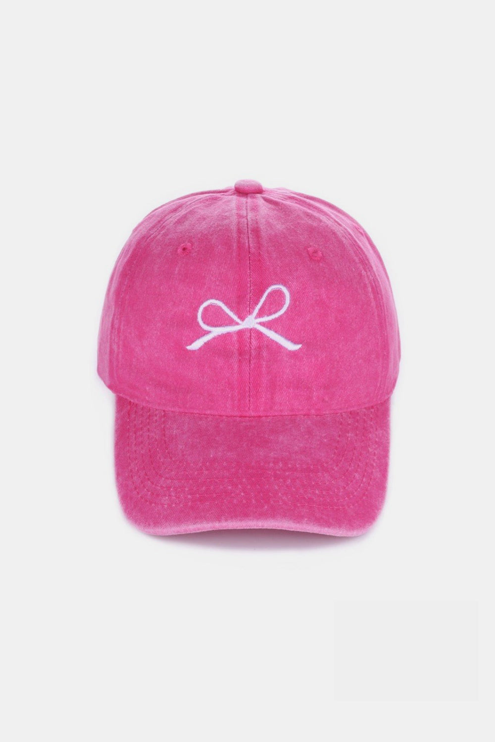 Pale Violet Red Zenana Bow Embroidered Washed Cotton Caps Sentient Beauty Fashions Apparel & Accessories