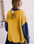 Color Block Round Neck Long Sleeve Sweatshirt