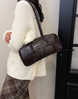 PU Leather Bow Trim Shoulder Bag