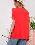 Orange Red Celeste Full Size Leopard Color Block T-Shirt