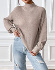 Light Gray Turtleneck Long Sleeve Sweater