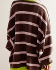 Contrast Stripes Button Down Long Sleeve Cardigan