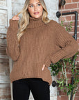 Turtleneck Dropped Shoulder  Pullover Sweater