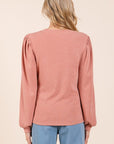 Mittoshop Round Neck Long Sleeve Rib Knit Top