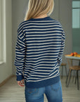 Striped Mock Neck Long Sleeve Sweater