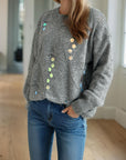 Sequin Mock Neck Long Sleeve Sweater