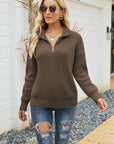 Quarter-Zip Collared Neck Sweater