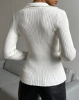 Johnny Collar Rib-Knit Top