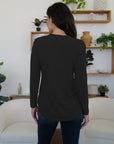 Dark Gray Round Neck Long Sleeve T-Shirt