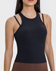 Black Cutout Round Neck Racerback Active Tank