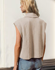 Double Take Snap Down Texture Crop Vest