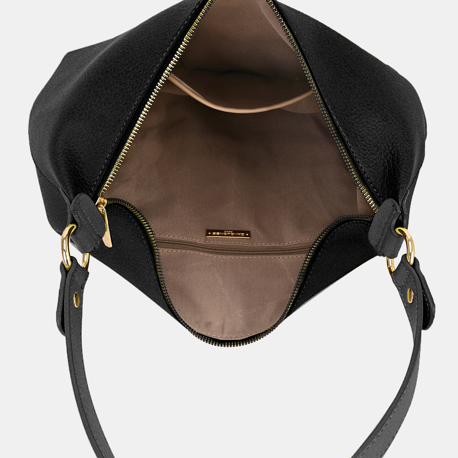 Black David Jones PU Leather Shoulder Bag Sentient Beauty Fashions Apaparel & Accessories