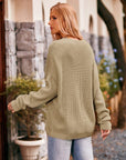 Waffle-Knit Long Sleeve Sweater